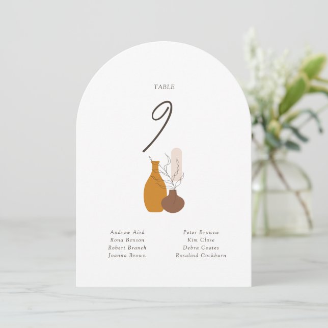 Boho Minimalistisch Vases Hochzeitskarte Einladung (Stehend Vorderseite)