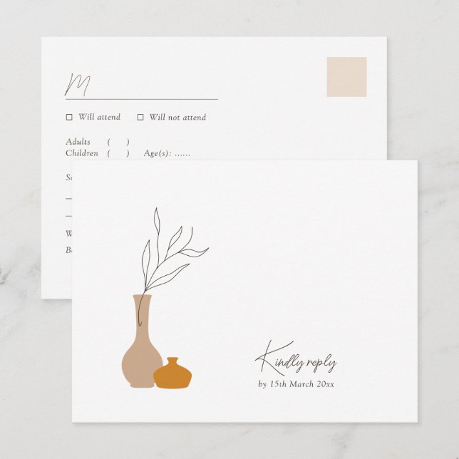 Boho Minimalistisch Vases | Liegeanforderung + Wah Postkarte (Vorne/Hinten)