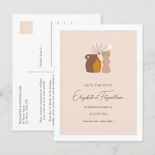 Boho Minimalistisch Vases Save the Date Ankündigungspostkarte