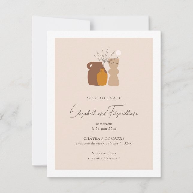 Boho Minimalistisch Vases Save the Date Karte (Vorderseite)
