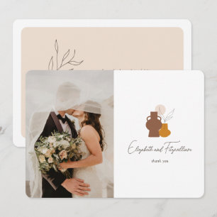 Boho Minimalistisch Vases Wedding Foto Dankeskarte