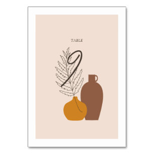 Boho Minimalistisch Vases Wedding Tischnummer Card