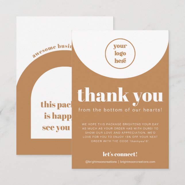 Boho Minimalistisch vielen Dank für die Bestellung Begleitkarte (Vorne/Hinten)