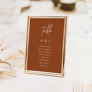 Boho Minimalistisch Wedding Terracotta Seating Cha Tischnummer