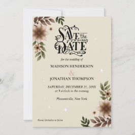 Boho Minimalistische Hochzeit rettet das Datum Einladung