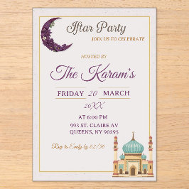 Boho-Minimalistische Moschee-Ramadan-Iftar-Party Acryleinladungen