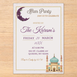 Boho-Minimalistische Moschee-Ramadan-Iftar-Party Acryleinladungen