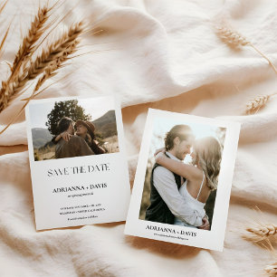 Boho-minimalistische Schwarz-Weiß-Monogramm-Hochze Save The Date