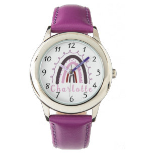 Boho Minimalistischer Regenbogen mit Personalisier Armbanduhr
