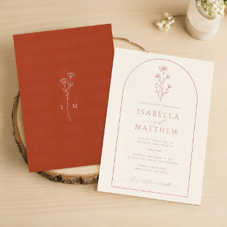 Boho-Minimalistischer Terrakotta-Bogen-Hochzeit Einladung