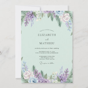 Boho-Mint-Amethyst-Wisterien-Hochzeit Einladung