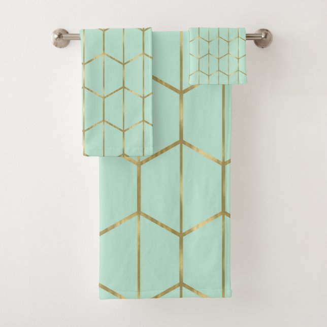 Boho Mint Green Hexagon Gold & Géométrique Glam (En situation)