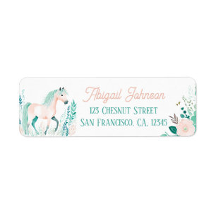 Boho Mint Green Horse Retourner Adresse Étiquettes