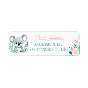 Boho Mint Green Koala Rücksendeadressen-Aufklebers