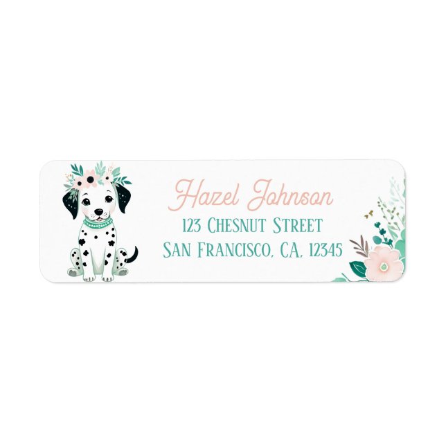 Boho Mint Green Puppy Dalmatiner Rücksendeadresse (Vorne)