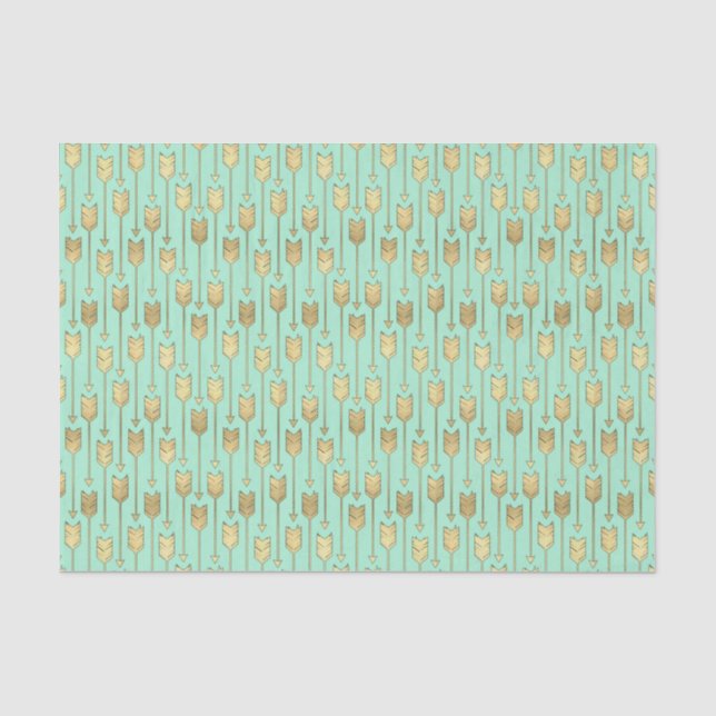 Boho Minzen-und Imitat-Goldpfeil-Muster Seidenpapier (Vorderseite)