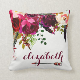 Boho mit Blumen mit Ihrem Namen und Pfeil Kissen