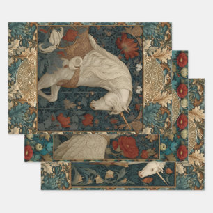 Boho Mittelalterliches Einhorn Illuminiert Geschenkpapier Set