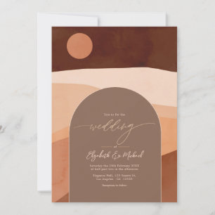 Boho Mocha Mousse Earthy Modern Wedding Foto Einladung