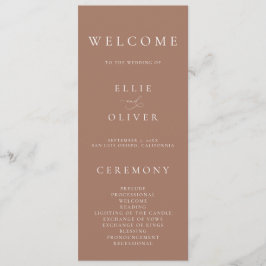 Boho Mocha Mousse Elegante Minimalistische Hochzei Programm