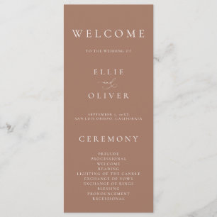 Boho Mocha Mousse Elegante Minimalistische Hochzei Programm