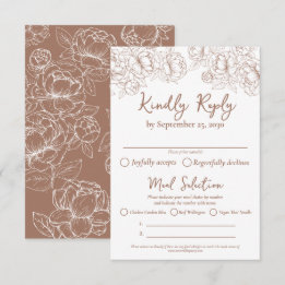 Boho Mocha Mousse Modern Wedding Meetings Optionen RSVP Karte