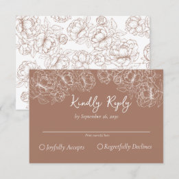 Boho Mocha Mousse Romantische Blumenhochzeit RSVP Karte