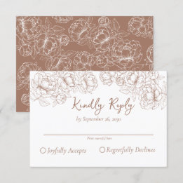 Boho Mocha Mousse Romantische Blumenhochzeit RSVP Karte