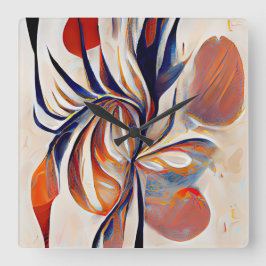 Boho Modern Abstrakt Artwork Quadratische Wanduhr