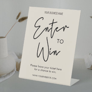 Boho Modern Beige Company Raffle Eintritt in den G Sockelschild