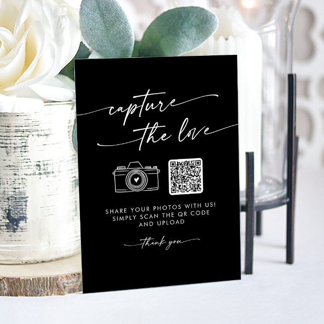 Boho Modern Black Capture le Mariage d'amour (Boho Modern Black Capture the Love Wedding Acrylic Sign)