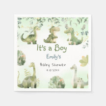 Boho Modern Boho Watercolor Dinosaur Greenery Boy 