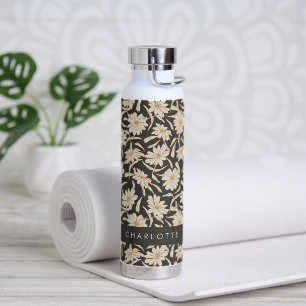 Boho Modern Botanical Black Ivory Personalisiert Trinkflasche