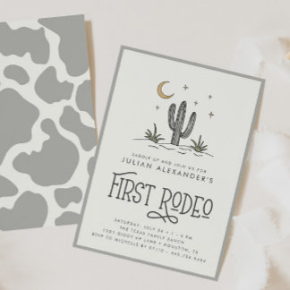 Boho Modern Boys First Rodeo 1. Geburtstag Einladung