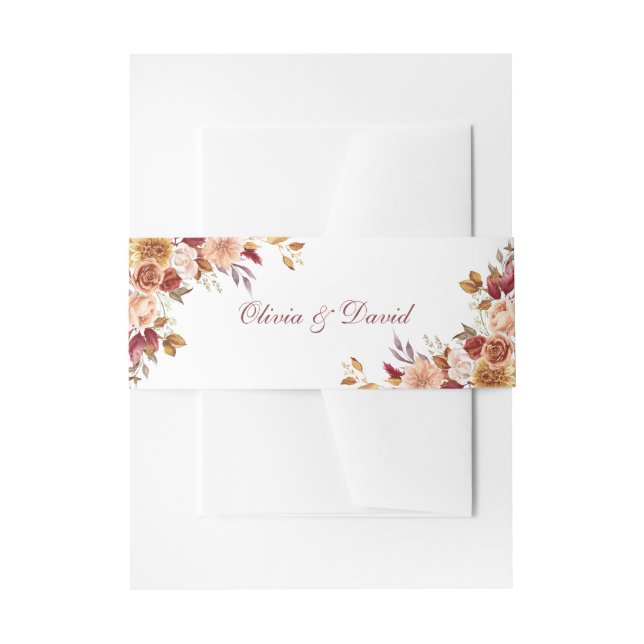 Boho Modern Burnt Orange Terracotta Floral Wedding Einladungsbanderole (Vorderseite Beispiel)