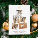 Boho Modern Christmas Tree 5 Photo Collage Holiday Feiertagskarte<br><div class="desc">A modern, simple holiday card that features five of your favorite photos arranged in a Christmas tree shape. At the top of the photo arrangement, there is a faux gold star. This gold is just a printed image, but a real gold foil version of this design is available in our...</div>