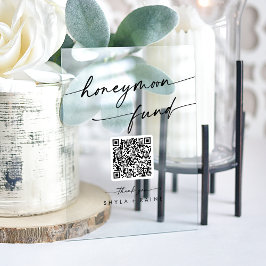 Boho Modern Clear Acrylic Wedding Honeymoon Fund Acrylschild