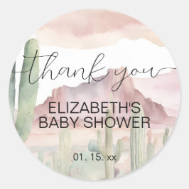 Boho Modern Desert Nature Cactus Baby Shower Runder Aufkleber