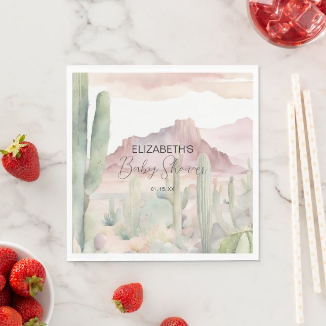 Boho Modern Desert Nature Cactus Baby Shower Serviette (Beispiel)