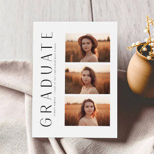 Boho Modern Elegant 4 Foto Graduation Party Einladung