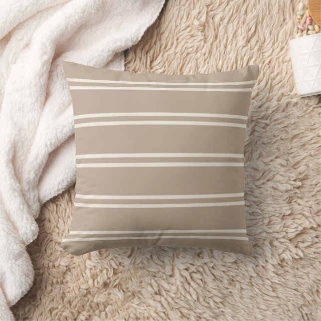 Boho Modern Farmhouse Gender Neutral Stripes Taupe Kissen (Decke)