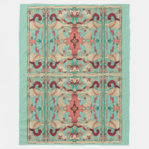 Boho Modern Fleur de Lis Dekor Rosa, Creme, Aquama