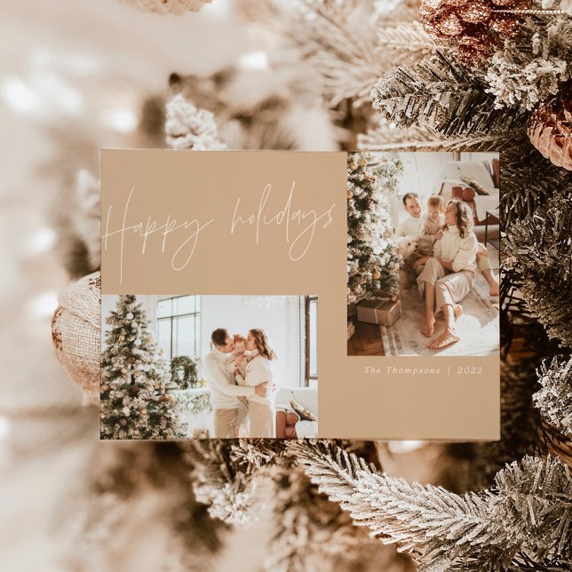Boho Modern Foto Christmas Card | Happy Holidays Einladung (Von Creator hochgeladen)