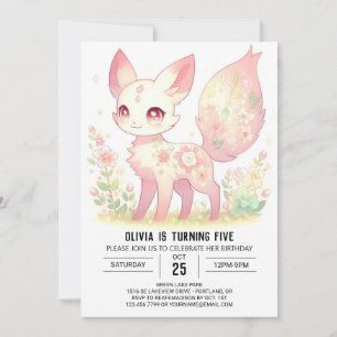 Boho Modern Fox Digital Geburtstag Einladung