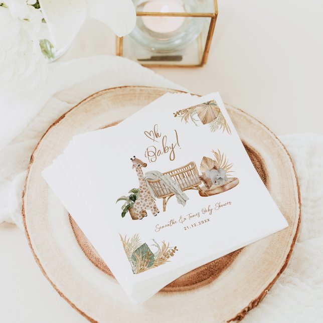 Boho Modern Heart Gender Neutral Baby Shower Serviette (Von Creator hochgeladen)