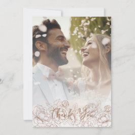 Boho Modern Mocha Mousse Floral Elegantes Foto Dankeskarte