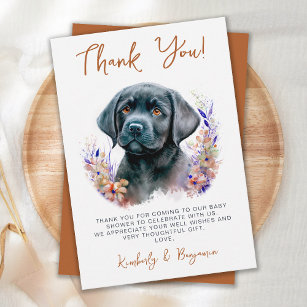 Boho Modern Puppy Dog Terracotta Babydusche Dankeskarte
