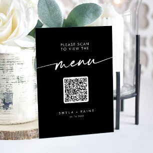 Boho Modern QR Code Menu Mariage noir