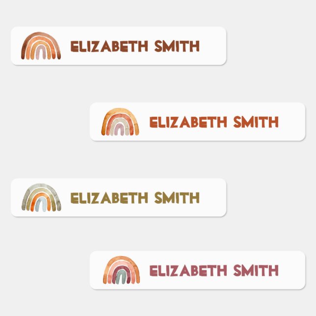 Boho Modern Rainbow Collections Name School Etiketten (Gruppe)