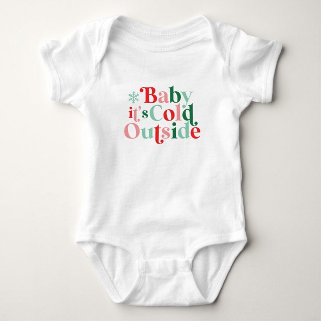 Boho Modern Schriftart Baby Es ist kalt draußen We Baby Strampler (Vorderseite)